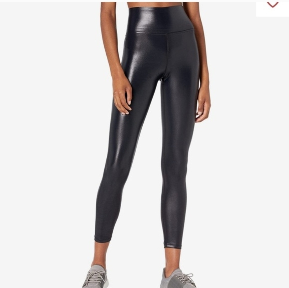 Carbon38 Medium Glossy Metallic Silver Blue Leggings Excellent Like NEW